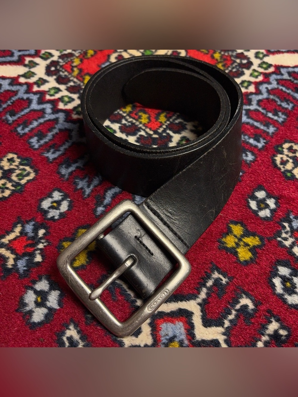 Coach Black Leather Belt Mens